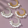 Curb chain hoop earrings with pearl drops