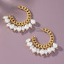 Curb chain hoop earrings with pearl drops