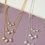 3 row teardrop stone charm necklace
