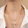 3 row teardrop stone charm necklace