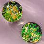 Resin ball stud earrings with dried flowers