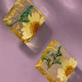 Square resin stud earrings with dried daisy flower