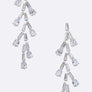 CZ Leafy Long Drop Earrings