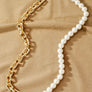 Asymmetric pearl and chunky link chain necklace