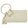Canvas Cuff Handle Tassel Wristlet Clutch