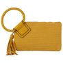 Canvas Cuff Handle Tassel Wristlet Clutch