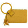 Canvas Cuff Handle Tassel Wristlet Clutch