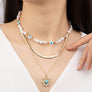 3 necklaces set with pearl evil eye and sun