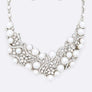Crystal Pearls Formal Statement Necklace Set
