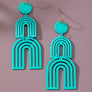Cutout metal arch drop earrings with color coating