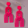 Cutout metal arch drop earrings with color coating