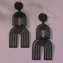 Cutout metal arch drop earrings with color coating