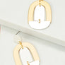Satin surface two tone geo shape drop earrings