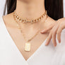 chunk chain choker with engraved tag pendant neck