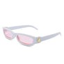 Rectangle Retro Slim Tinted Narrow Sunglasses