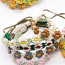 Crochet flower pattern elastic head wrap