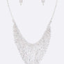3 PC Long Fringe Rhinestone Necklace Set