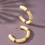 curve wood bead hoop earrings