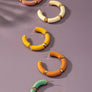 curve wood bead hoop earrings
