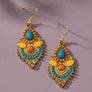 CORAL MUSTARD AND TURQUOISE BEADS BOHO EARRINGS
