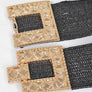 Plus Size Square Buckle Faux Straw Elastic Belt