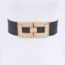 Plus Size Square Buckle Faux Straw Elastic Belt