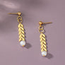 chevron chain drop earrings with pearl