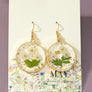 Birth month dried flower drop earrings