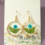 Birth month dried flower drop earrings