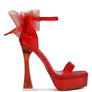 Kiri Satin Clear High Heeled Bow Sandals