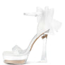 Kiri Satin Clear High Heeled Bow Sandals