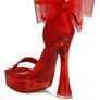 Kiri Satin Clear High Heeled Bow Sandals