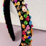 luxury puffy headband with flower and rhinestones