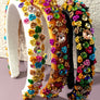 luxury puffy headband with flower and rhinestones