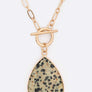 Stone Teardrop Pedant Toggle Necklace