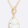 Stone Teardrop Pedant Toggle Necklace