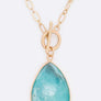 Stone Teardrop Pedant Toggle Necklace