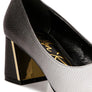 Harlow Metallic Accent Block Heel Pumps