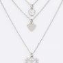 Triple Heart CZ Pendant Layer Necklace