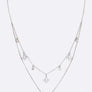 Fringe CZ Clover Pendant Layer Necklace
