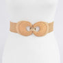 Faux Straw Double Buckle Elastic Belt