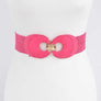 Faux Straw Double Buckle Elastic Belt