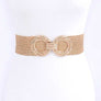 Plus Size Metallic Faux Straw Elastic Belt