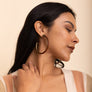 Leather Hoop Earrings With Brass Accent