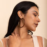 Leather Hoop Earrings With Brass Accent