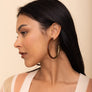 Leather Hoop Earrings With Brass Accent