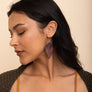 Engraved Leaf Drop Earrings - Rustic Leather Style