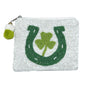 CLOVER IN HORSESHOE Beaded Coin Purse LAC-CP-1331