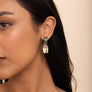 Antique Bronze Turquoise Earrings - Feather Detail