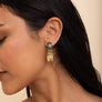 Antique Bronze Turquoise Earrings - Feather Detail